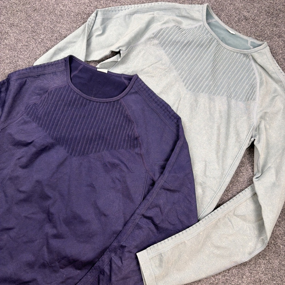 Lot Of 2 Fabletics Sync Seamless Long-Sleeve Tops M/L Women's‎ Workout Yoga